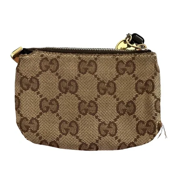 Authentic GUCCI Tan GG Monogram Canvas & Brown Leather Teddy Bear Card Holder - Picture 4 of 16